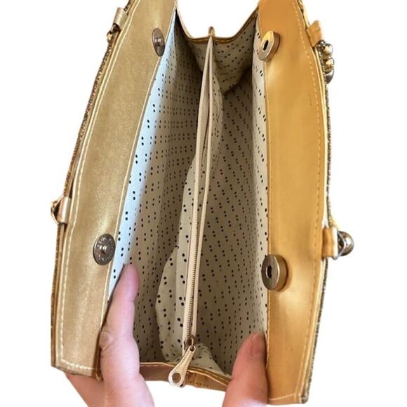 Vintage 1990s Gold Beaded Evening Bag Dual-Sided Design with Embellished - Picture 5 of 6